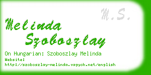 melinda szoboszlay business card